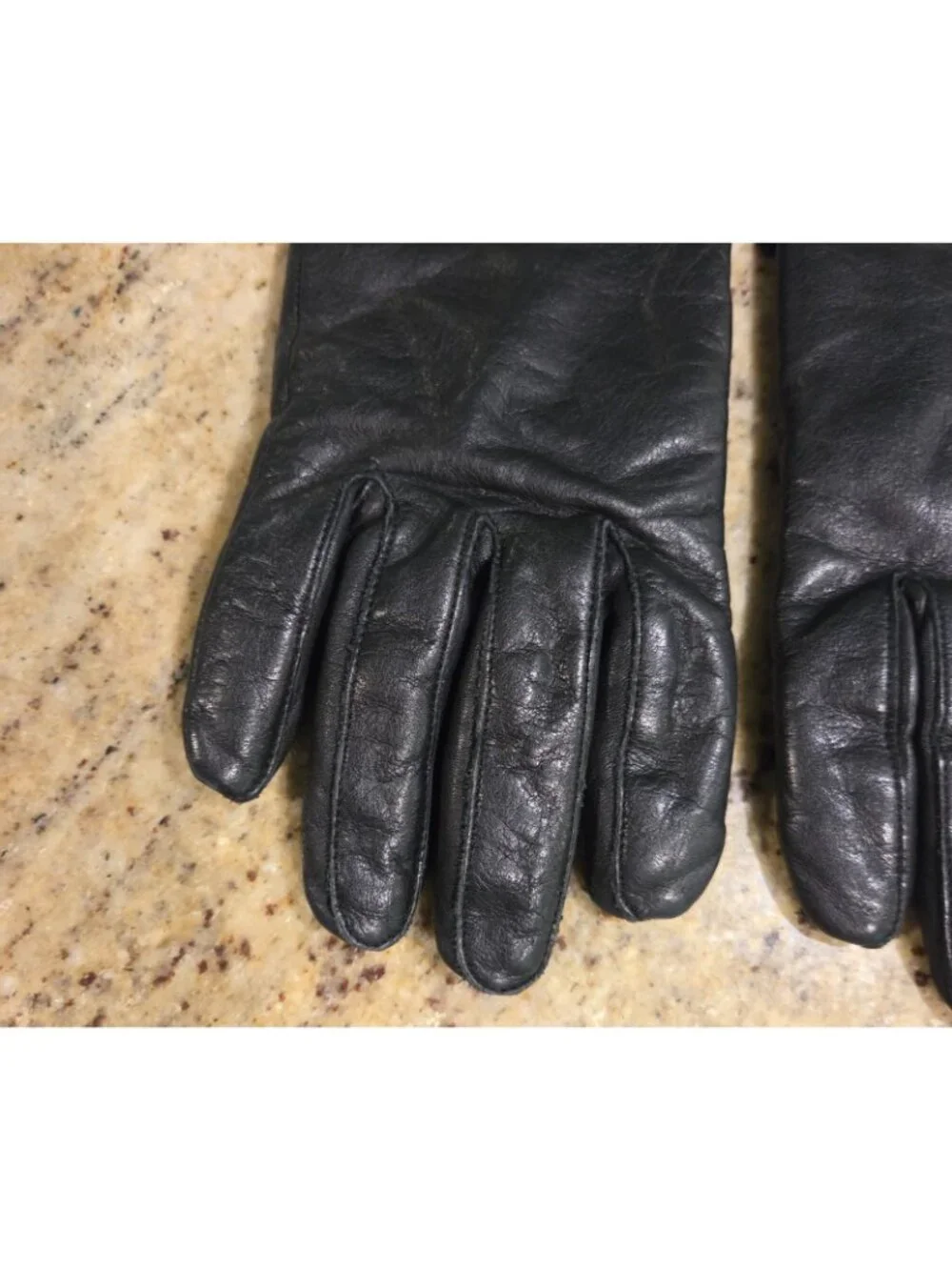 Vintage Womens Size S Black Leather Gloves Lined Moto Biker Winter